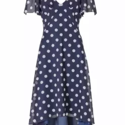 SWING Asymetrische Zwart Witte Stippen Jurk