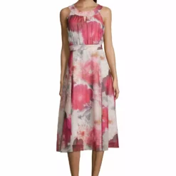 Vera Mont Beautiful Flower Dress Fuchsia