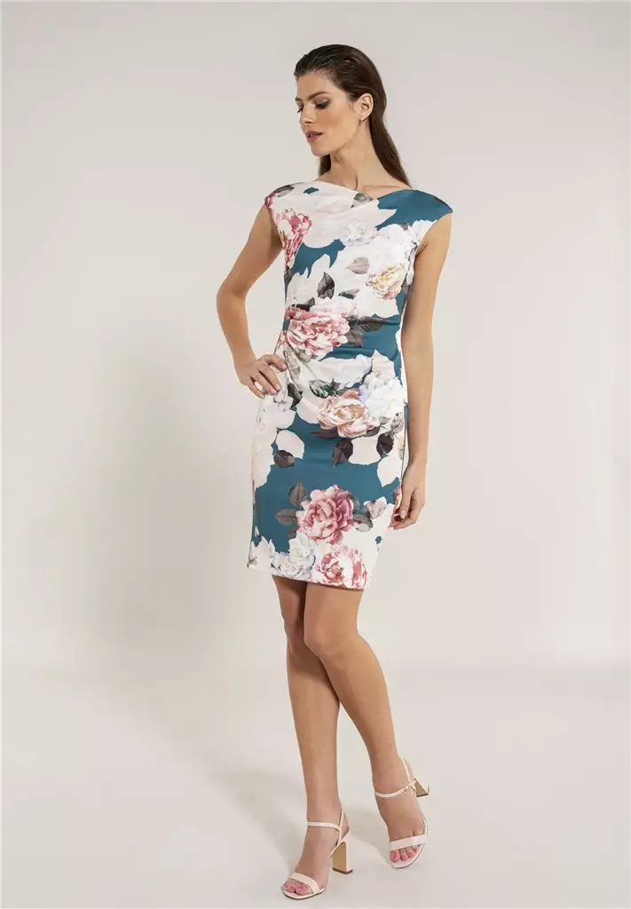 SWING Cocktail Jurk Gedrapeerd Met Bloemenprint 8 SWING Cocktail Jurk Gedrapeerd Met Bloemenprint - Afbeelding 6