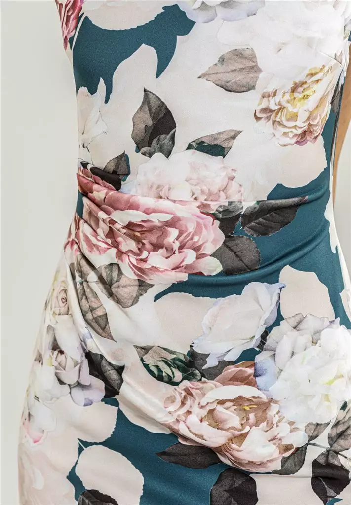 SWING Cocktail Jurk Gedrapeerd Met Bloemenprint 9 SWING Cocktail Jurk Gedrapeerd Met Bloemenprint - Afbeelding 7