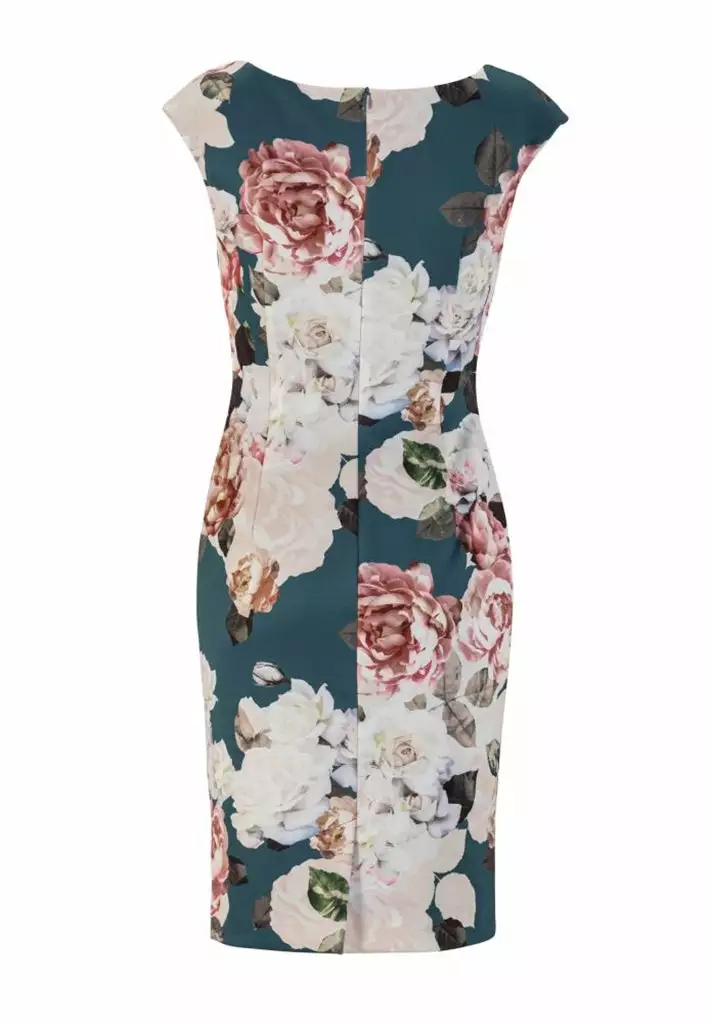 SWING Cocktail Jurk Gedrapeerd Met Bloemenprint 5 SWING Cocktail Jurk Gedrapeerd Met Bloemenprint - Afbeelding 3