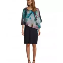 Vera Mont Cocktail Jurk Met Chiffon Bloementop