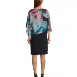 Vera Mont Cocktail Jurk Met Chiffon Bloementop -Jurken Verkoopwinkel Cocktailjurkmetchiffonbloementop Black 3