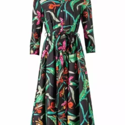 SWING Cotton Printed Jungle Dress Black