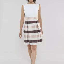 SWING Emma Stripes Dress -Jurken Verkoopwinkel Emmastripesdress Earthbrown 4