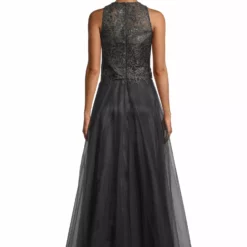 Vera Mont Evening Lace Chiffon Dress -Jurken Verkoopwinkel Eveninglacechiffondress Darkgrey 3