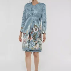 SWING Flower Blazer Coat -Jurken Verkoopwinkel Flowerblazercoat Seablue 4
