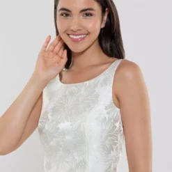 SWING Flower Jaquard Dress -Jurken Verkoopwinkel Flowerjaquarddress Ivory 5