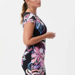 Joseph Ribkoff Jennifer Dress 232272 -Jurken Verkoopwinkel Jenniferdress232272 Black Multi 3 scaled