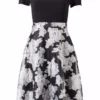 SWING Jersey Organza Bloemenjurk -Jurken Verkoopwinkel Jerseyorganzabloemenjurk Black 1