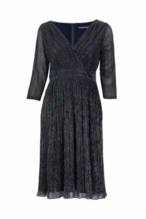 SWING Lurex Cocktail Jurk Curvy -Jurken Verkoopwinkel Lurexcocktailjurkcurvy Bordeaux 1