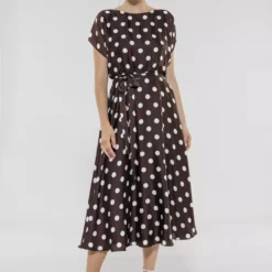 SWING Marigold Dot Dress -Jurken Verkoopwinkel Marigolddotdress Earthbrown 4