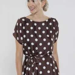 SWING Marigold Dot Dress -Jurken Verkoopwinkel Marigolddotdress Earthbrown 6