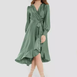 SWING Messel Dress -Jurken Verkoopwinkel Messeldress Mossgreen 4