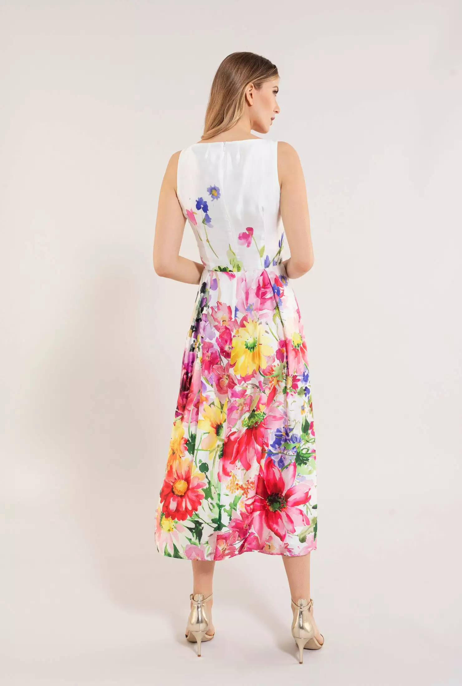 SWING Midi Bloemenjurk Mouwloos 7 SWING Midi Bloemenjurk Mouwloos - Afbeelding 6