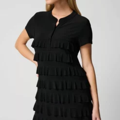 Joseph Ribkoff Ruffle Dress 211350S -Jurken Verkoopwinkel Ruffledress211350S Black 3 scaled