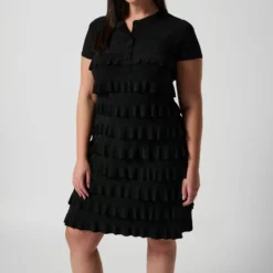 Joseph Ribkoff Ruffle Dress 211350S -Jurken Verkoopwinkel Ruffledress211350S Black 4 scaled