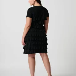 Joseph Ribkoff Ruffle Dress 211350S -Jurken Verkoopwinkel Ruffledress211350S Black 5 scaled