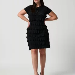 Joseph Ribkoff Ruffle Dress 211350S -Jurken Verkoopwinkel Ruffledress211350S Black 6 scaled