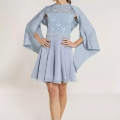 SWING Satijn Chiffon Stola -Jurken Verkoopwinkel Satijnchiffonstola Babyblue 2