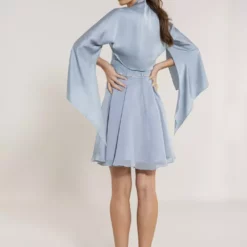 SWING Satijn Chiffon Stola -Jurken Verkoopwinkel Satijnchiffonstola Babyblue 3
