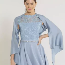 SWING Satijn Chiffon Stola -Jurken Verkoopwinkel Satijnchiffonstola Babyblue 5