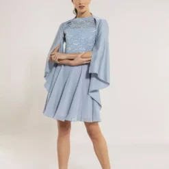 SWING Satijn Chiffon Stola -Jurken Verkoopwinkel Satijnchiffonstola Babyblue 6