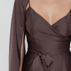 SWING Satijn Chiffon Stola -Jurken Verkoopwinkel Satijnchiffonstola Earthbrown 2