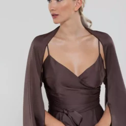 SWING Satijn Chiffon Stola -Jurken Verkoopwinkel Satijnchiffonstola Earthbrown 3