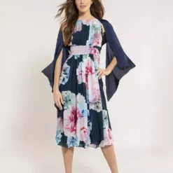 SWING Satijn Chiffon Stola -Jurken Verkoopwinkel Satijnchiffonstola Navy 2