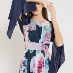 SWING Satijn Chiffon Stola -Jurken Verkoopwinkel Satijnchiffonstola Navy 4