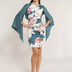 SWING Satijn Chiffon Stola -Jurken Verkoopwinkel Satijnchiffonstola Petrol 2