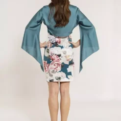 SWING Satijn Chiffon Stola -Jurken Verkoopwinkel Satijnchiffonstola Petrol 3