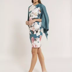 SWING Satijn Chiffon Stola -Jurken Verkoopwinkel Satijnchiffonstola Petrol 6