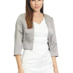Vera Mont Satin Bolero Jkt -Jurken Verkoopwinkel Satinbolerojkt Smokytaupe 3