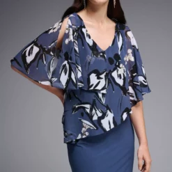 Joseph Ribkoff Trassa Dress 231731 -Jurken Verkoopwinkel Trassadress231731 Blue Multi 3 scaled