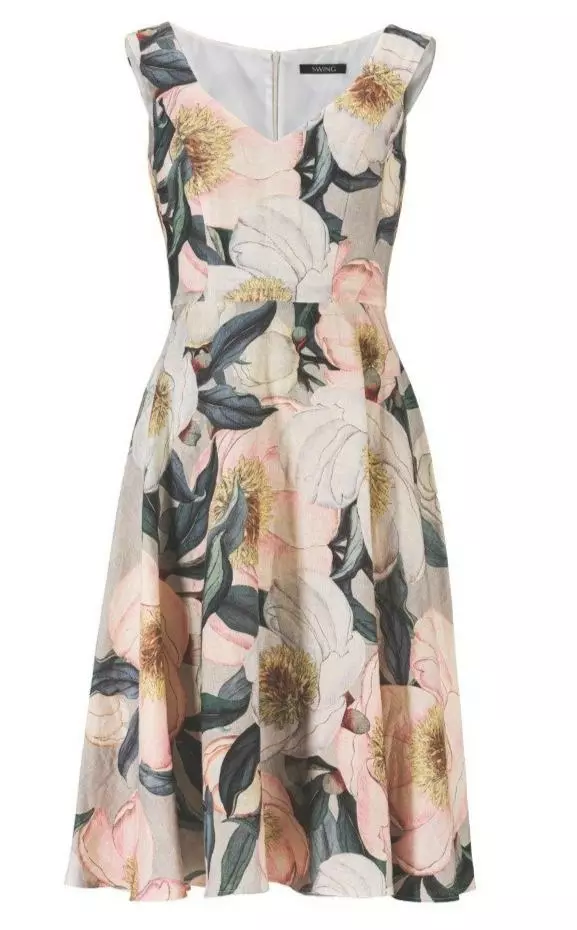 SWING Linnen Bloemenprint Jurk 3 SWING Linnen Bloemenprint Jurk